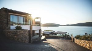 brown waterfront house